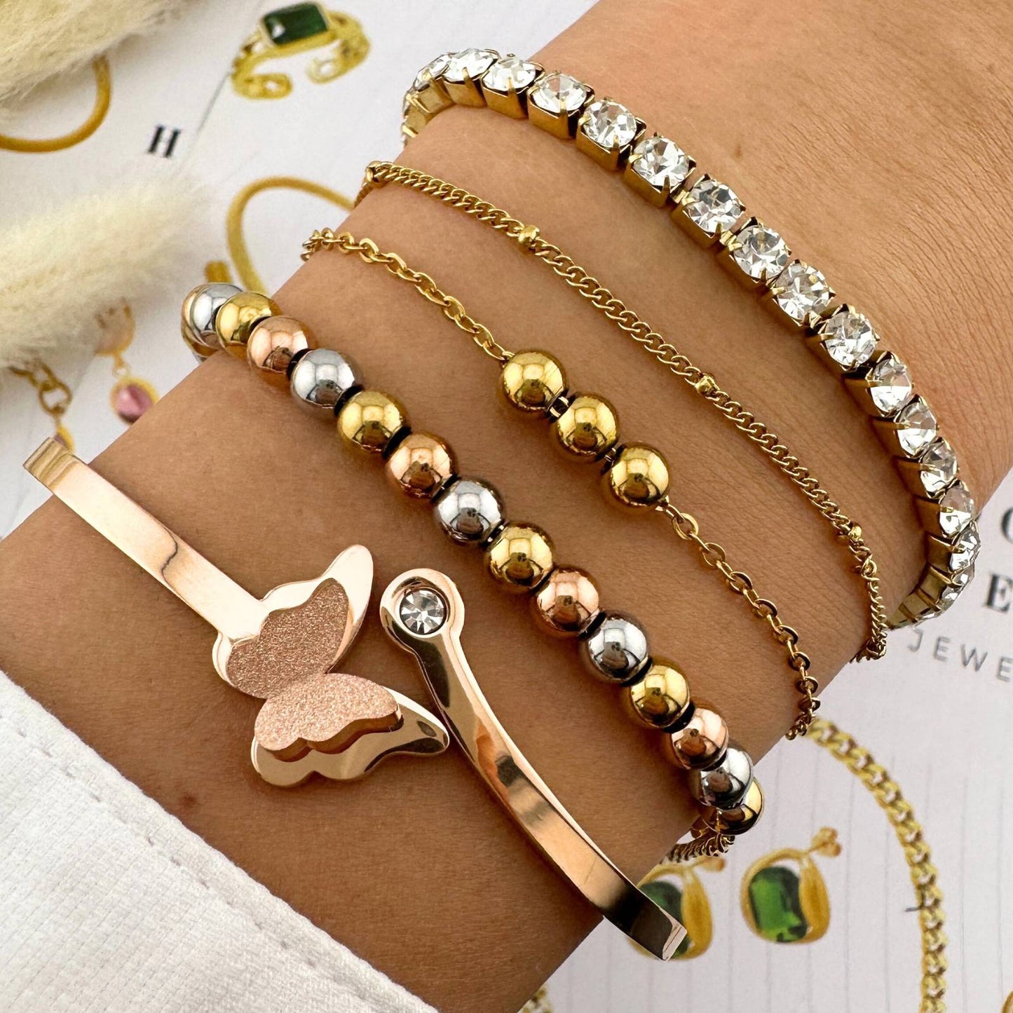 "Tennis" Armband, 18K guldpläterat stål 87379