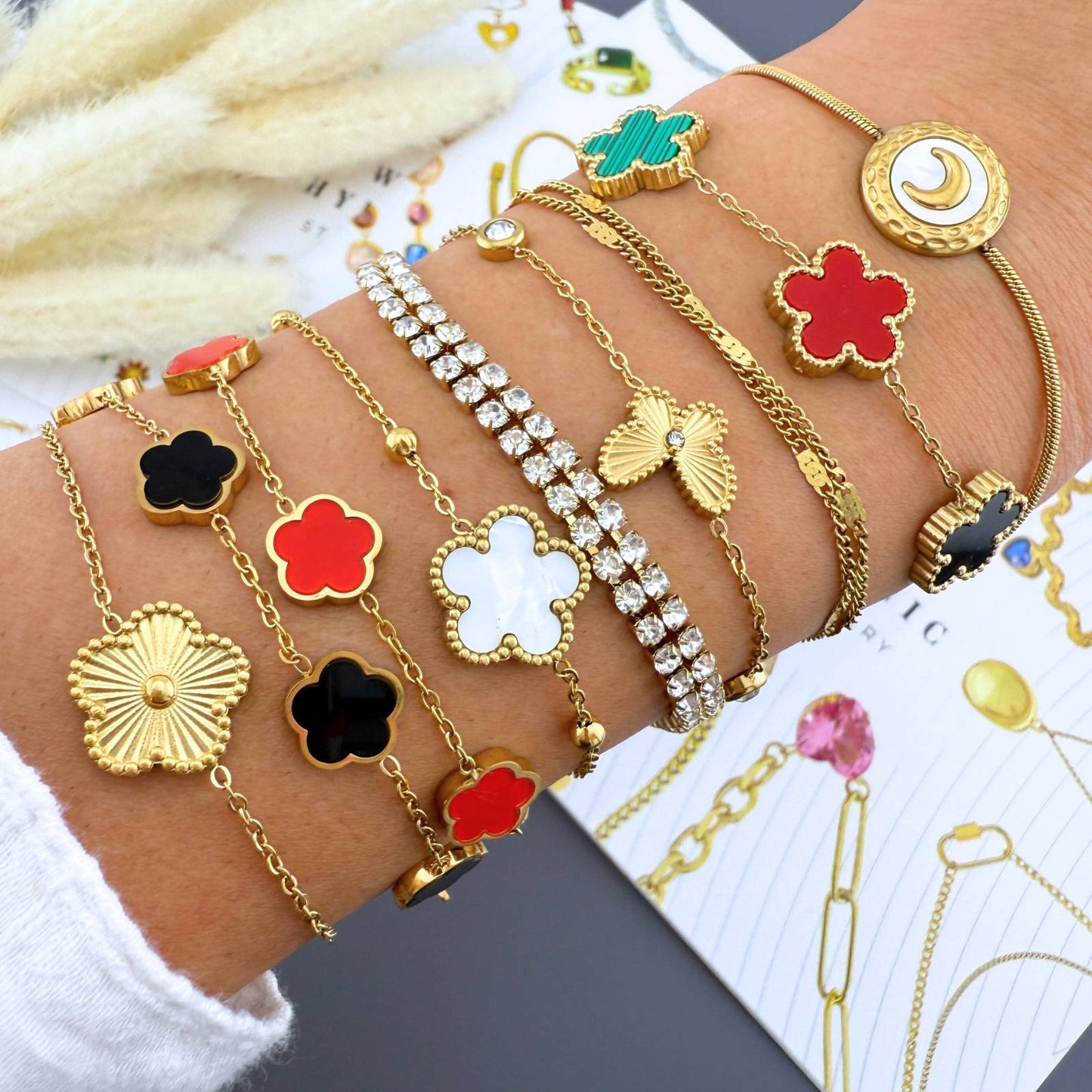 "Blomsteräng" Armband, 18K guldpläterat stål 87755