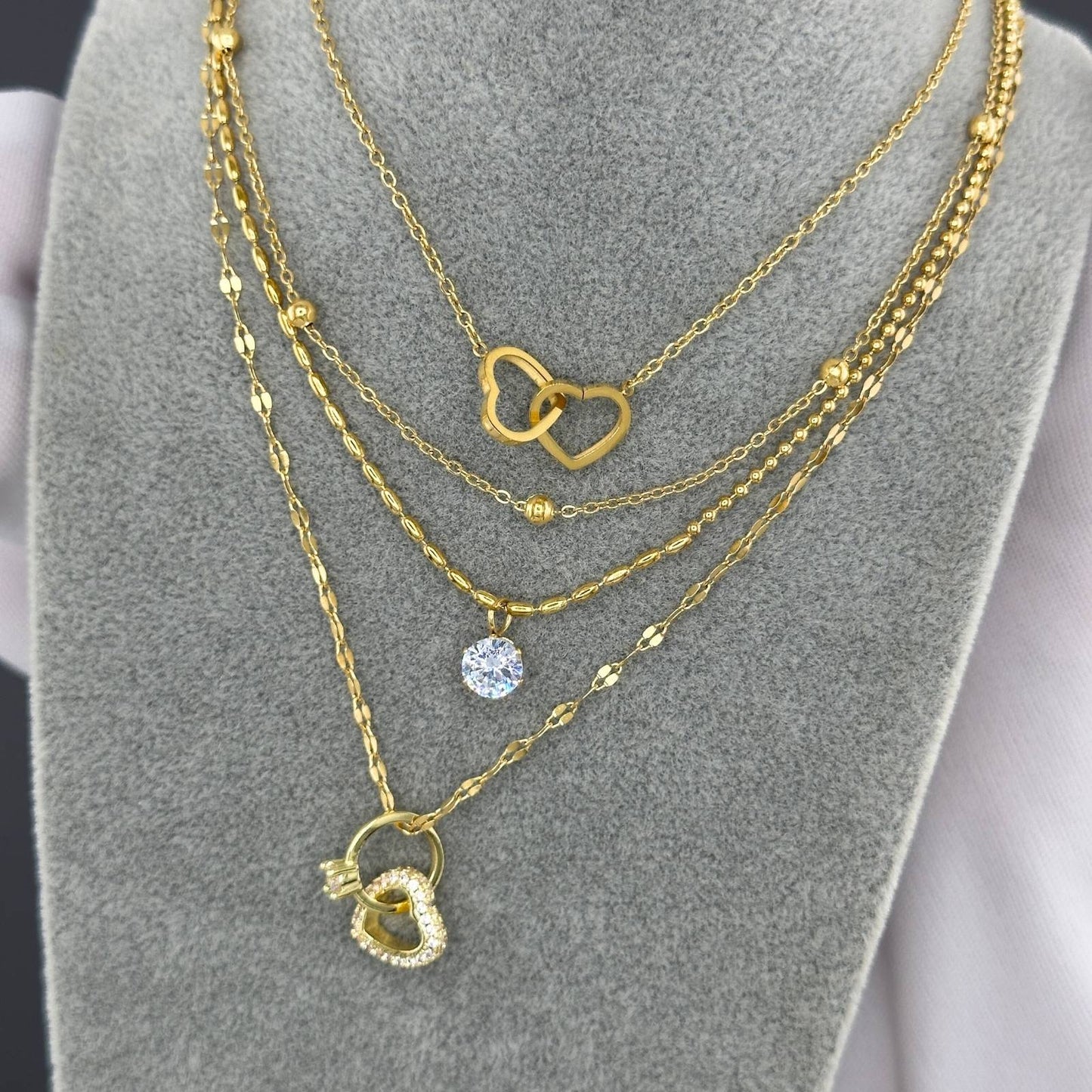 "Hjärtan" Halsband, 18K guldpläterat stål 87729