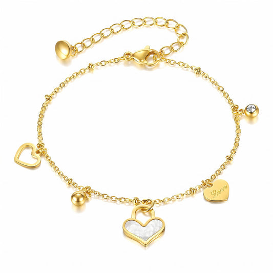 Hjärtan-armband i 18K guldpläterat stål