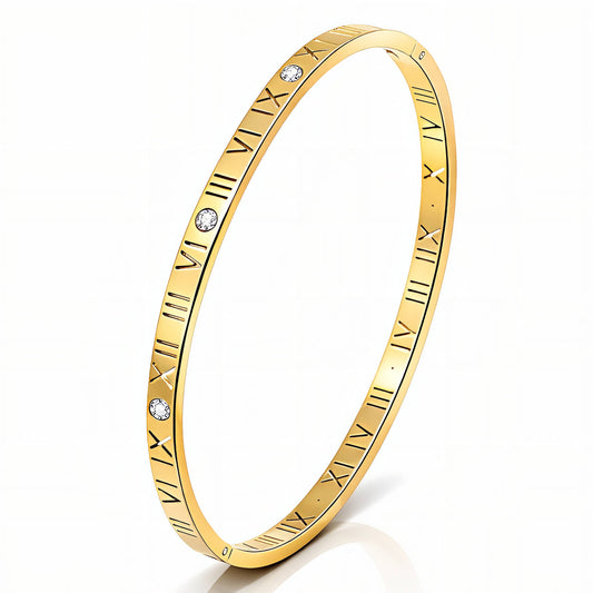 Zirkonia-armband i 18K guldpläterat stål – öppet format