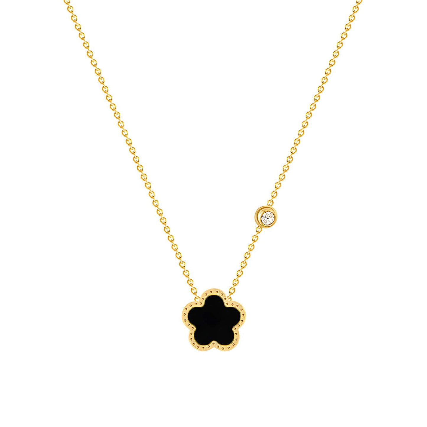 Blomma-halsband i 18K guldpläterat stål – zirkonia