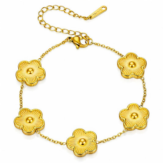 Armband Dam i 18K guldpläterat stål – blommig design