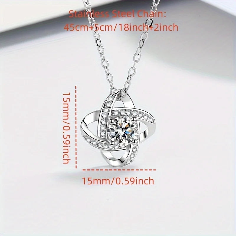 “Till min vackra mamma” Halsband – Kärleksknut med Cubic Zirkonia