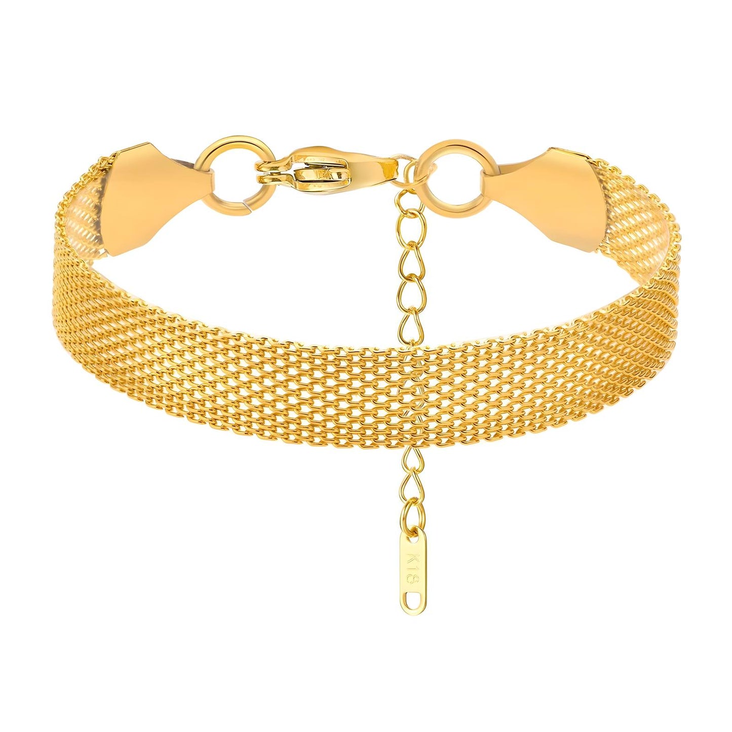 Armband Dam i 18K guldpläterat stål – flerradig meshdesign