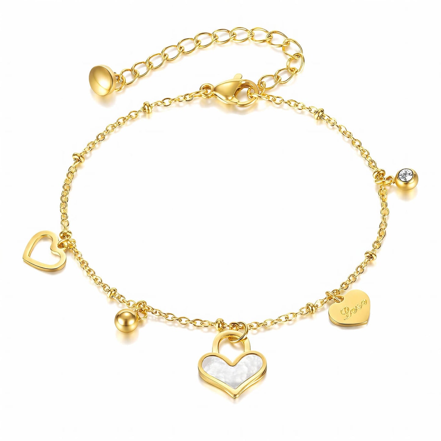 Hjärtan-armband i 18K guldpläterat stål