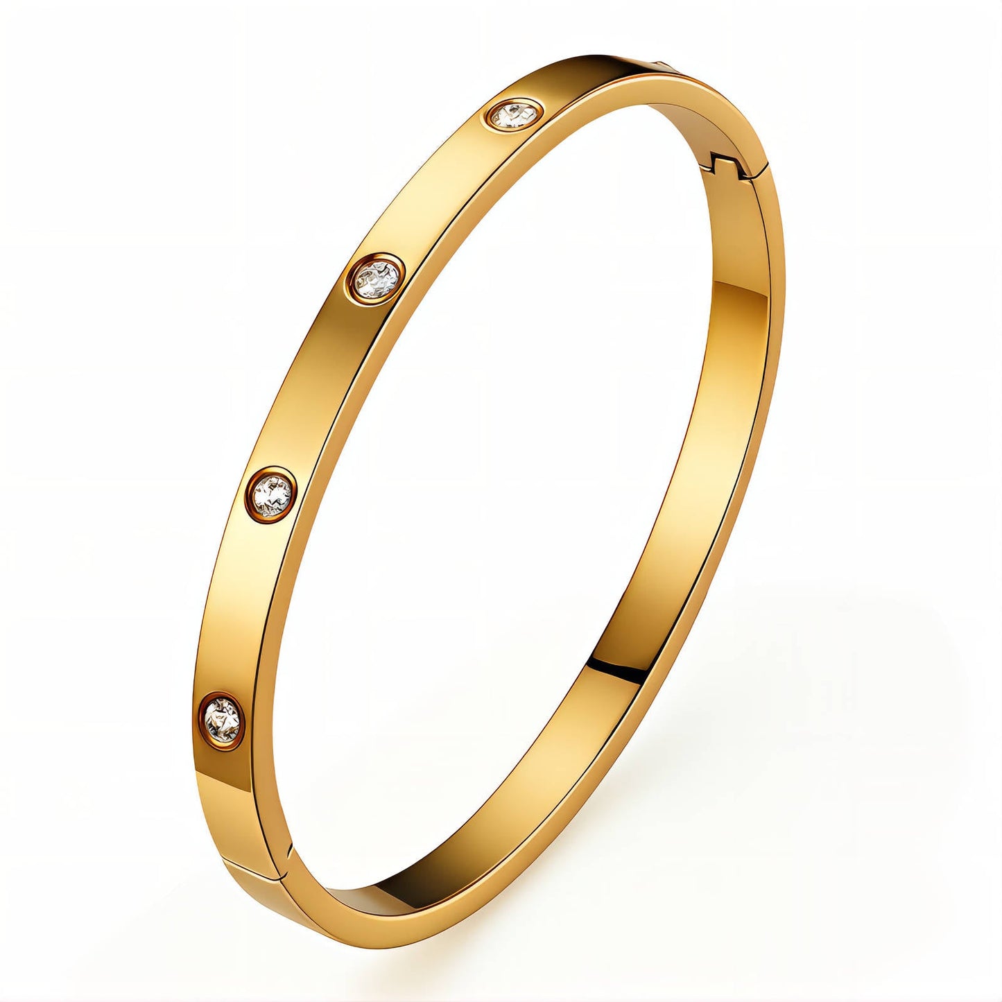 Zirkonia-armband i 18K guldpläterat stål – öppet format
