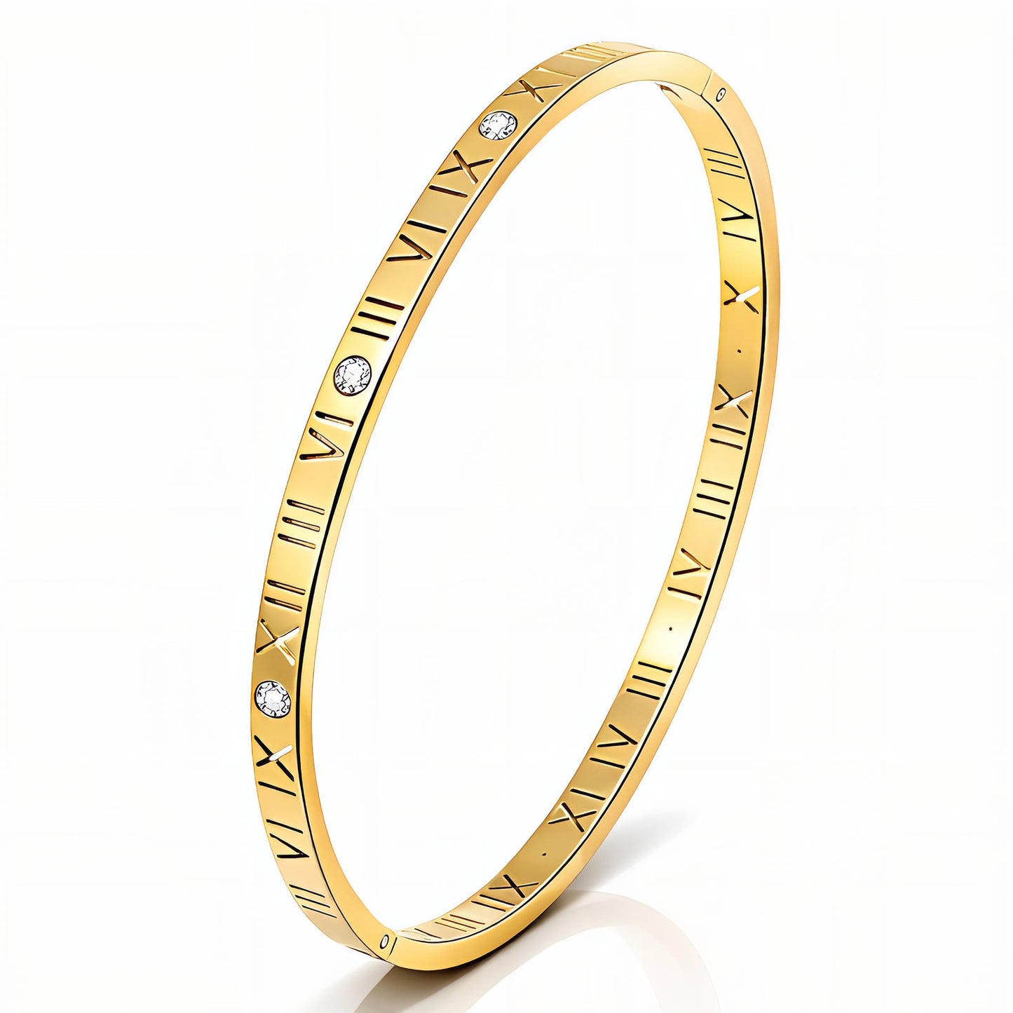 Zirkonia-armband i 18K guldpläterat stål – öppet format