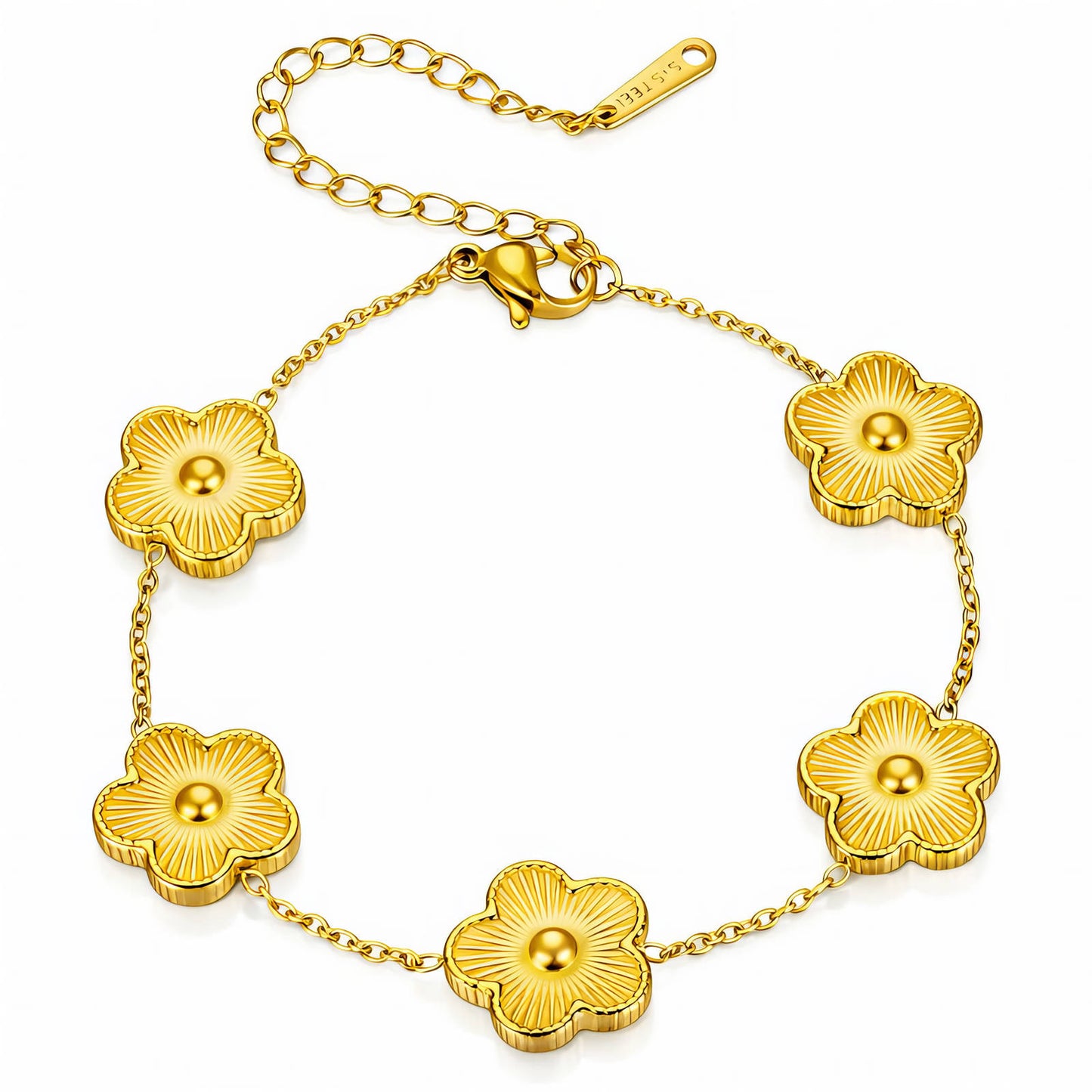 Armband Dam i 18K guldpläterat stål – blommig design