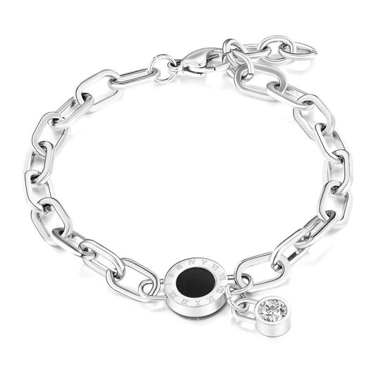 Armband med Svart Detalj & Cubic Zirkonia – Rostfritt Stål 89648