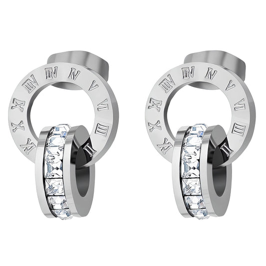 Örhängen med Romerska Siffror & Cubic Zirkonia – Rostfritt Stål 89653